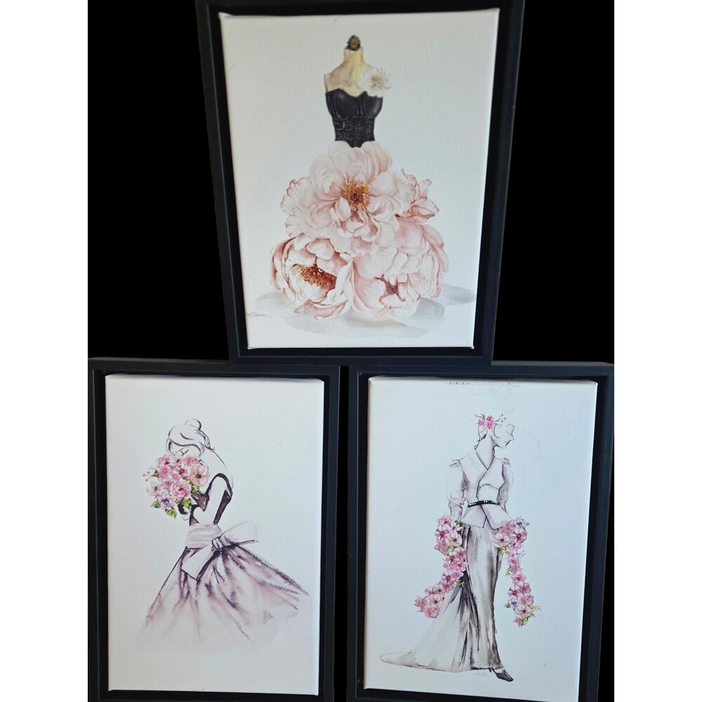 Carol Robinson Floral Fashion Framed Canvas Set - 3 Piece Wall Art
